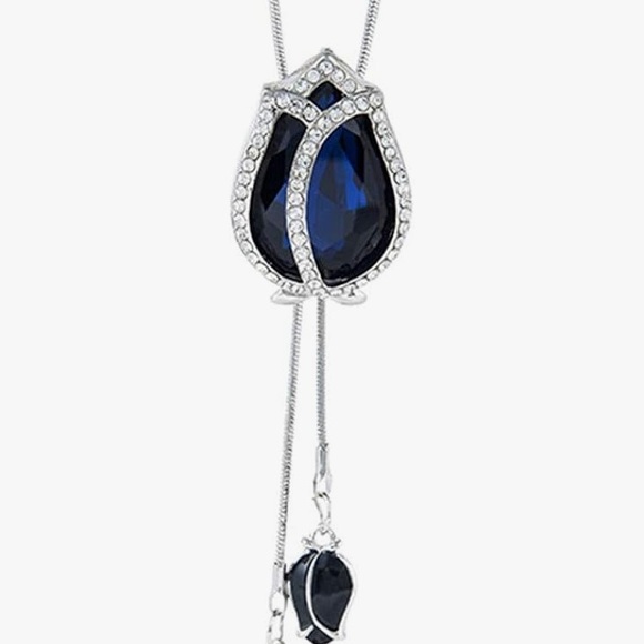 Elegant Blue Teardrop Pendant Necklace - Picture 3 of 3
